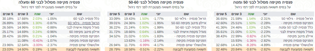 פנסיה תשואה שנה